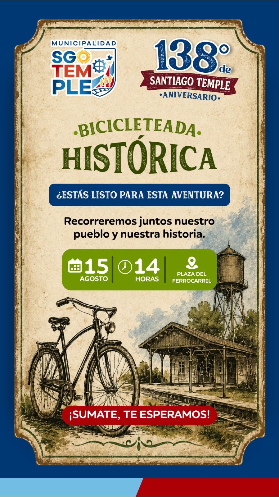 Santiago Temple celebrará su 138° aniversario con una bicicleteada histórica por los lugares que marcaron su identidad