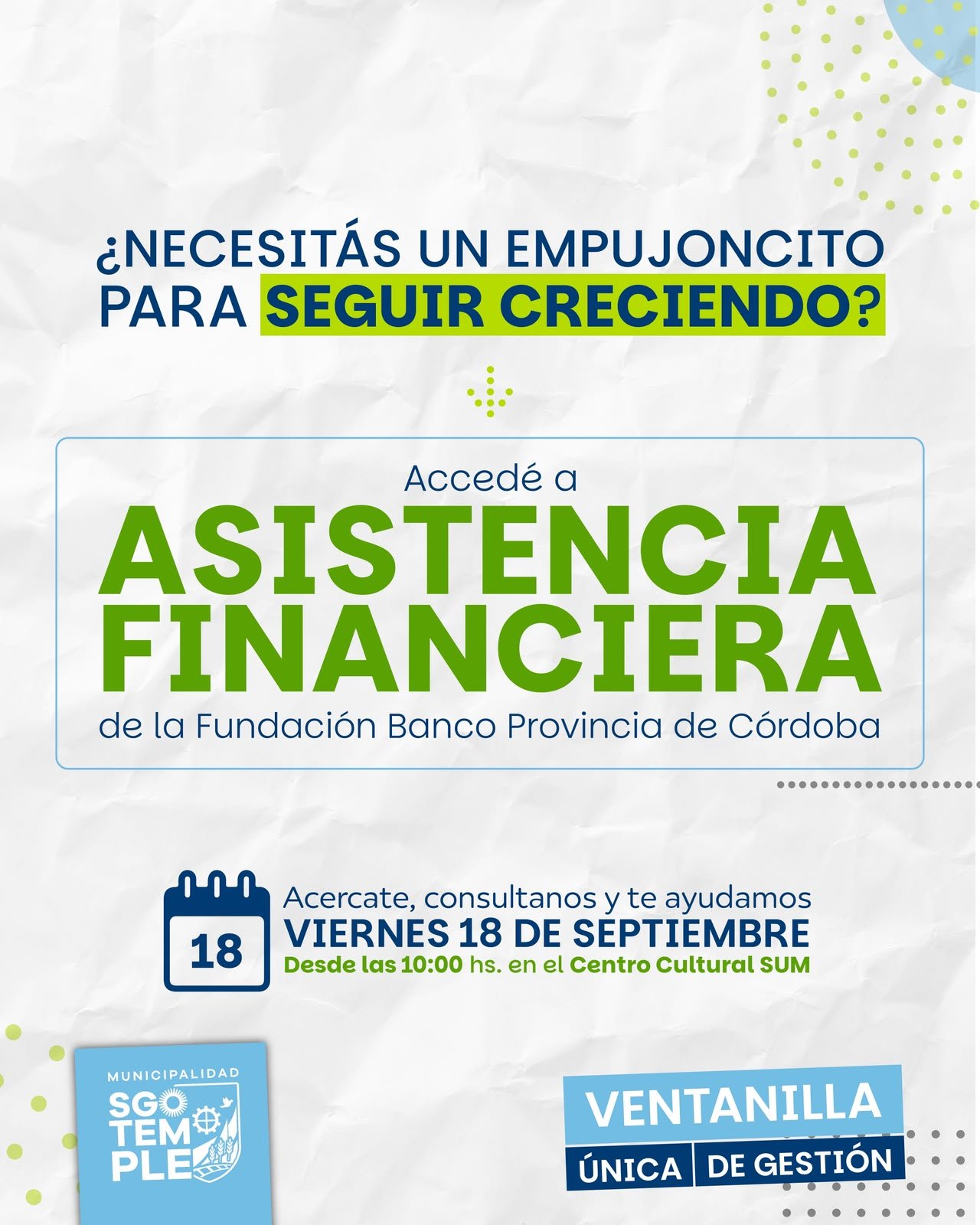 Nueva oportunidad de asistencia financiera para emprendedores de Santiago Temple