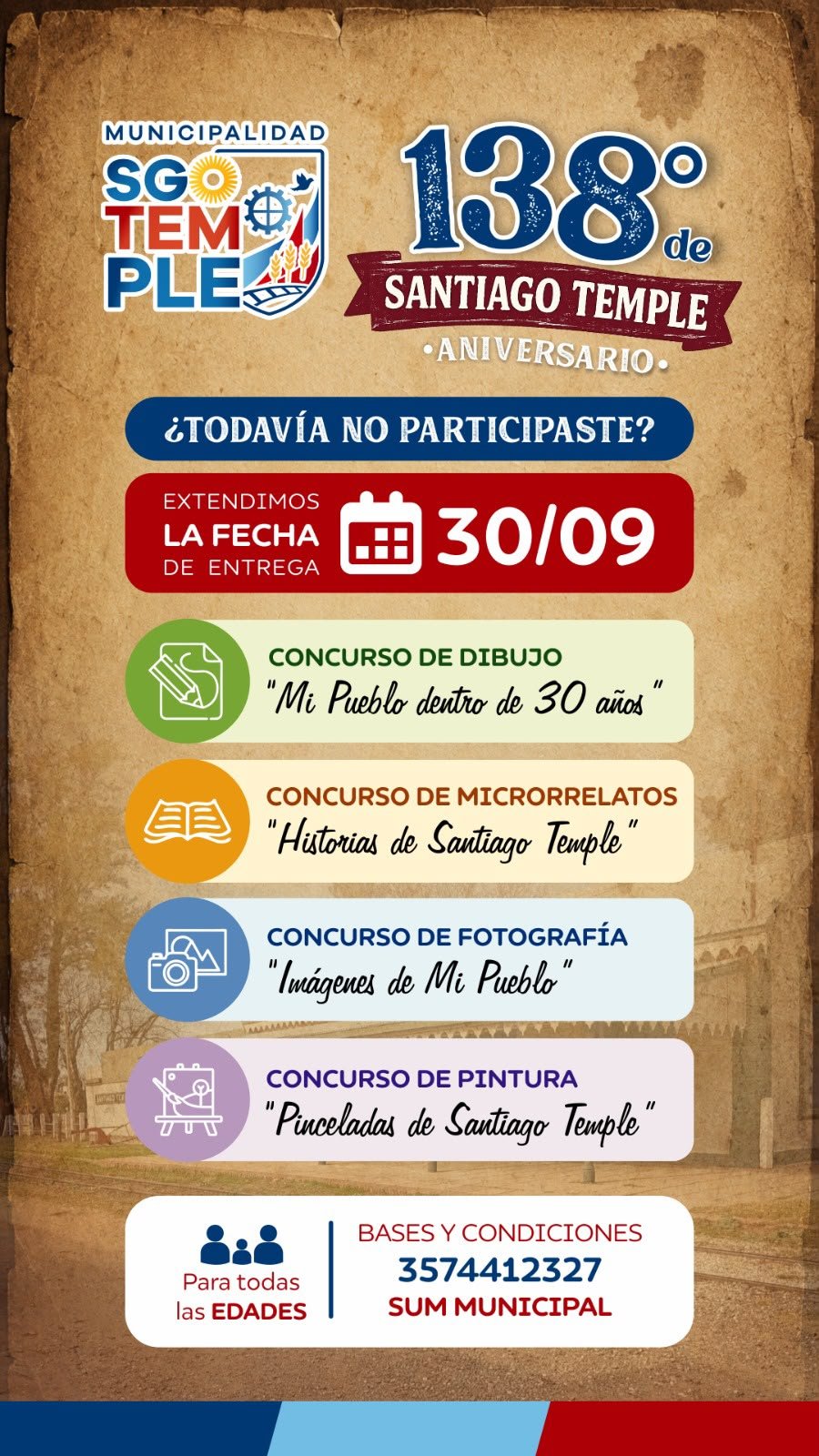 Extendimos hasta el 30 de septiembre la entrega de trabajos para los concursos del 138.º aniversario